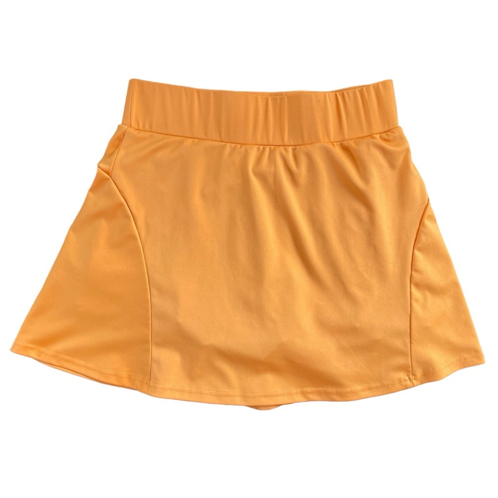 Orange Spandex Tennis Style Skort Stretchy Comfortable Sporty Active Skirt